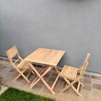 Set tavolo e sedie Solis NATERIAL in acacia bianco