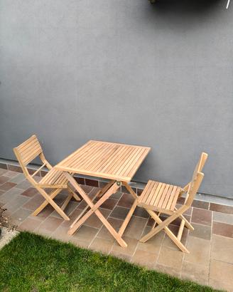 Set tavolo e sedie Solis NATERIAL in acacia bianco