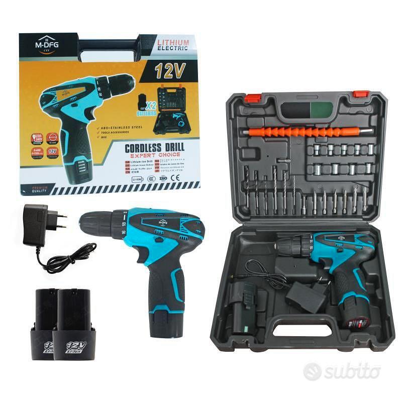 Trapano avvitatore doppia batteria con percussione Giardino e Fai da