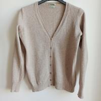 Cardigan Stile Benetton in lana merino beige tg S