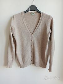 Cardigan Stile Benetton in lana merino beige tg S