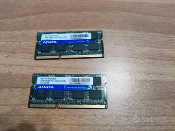 2 x ADATA 2GB PC3-10600S DDR3 SODIMM AD73I1B1672EG