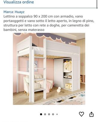 Letto a soppalco con armadio