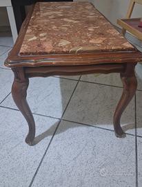 Tavolino da salotto vintage con piano in marmo