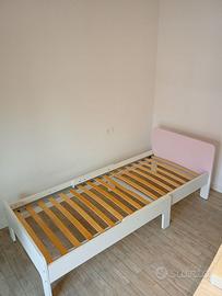 Letto allungabile IKEA SLÄKT bianco e rosa/doghe
