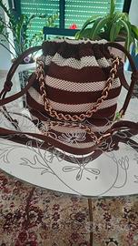 Borsa a Secchiello a Righe on Crochet/Rete