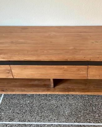 Mobile salotto porta tv con cassetti in teak