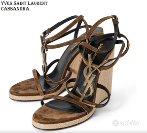 Yves Saint Laurent Logo Suede sandali zeppa 38
