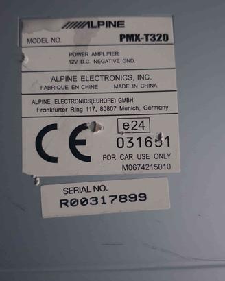 Amplificatore Alpine Max Power 320 max