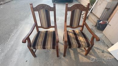 poltrone in legno massello intagliato