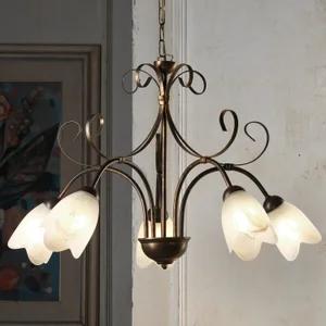 Lampadario a 6 Luci in Metallo e Vetro 