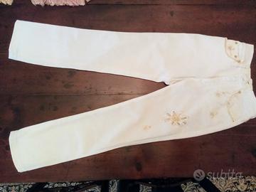 Pantaloni jeans Roccobarocco slim bianco cotone