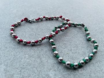 Bracciale artigianale con pepite acciaio