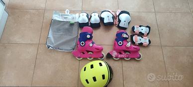 set pattinaggio bambina OXELO e casco Btwin