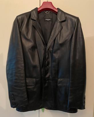 Giacca in vera pelle nera vintage anni 90 ENIGMA