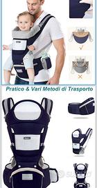 Marsupio neonato con sedile multiposizione