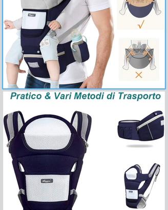 Marsupio neonato con sedile multiposizione