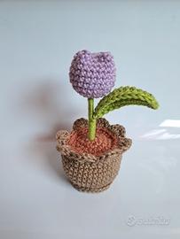 Tulipano all'uncinetto lilla, circa 13x6cm 