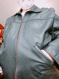 giubbotto in pelle nera bomber XXXL