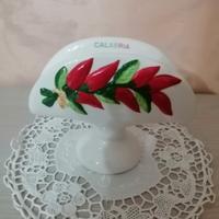 Portatovaglioli bianco in ceramica calabrese 