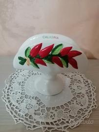 Portatovaglioli bianco in ceramica calabrese 