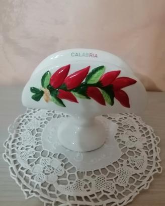 Portatovaglioli bianco in ceramica calabrese