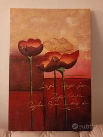 Quadro su tela Papaveri con dettagli in rilievo