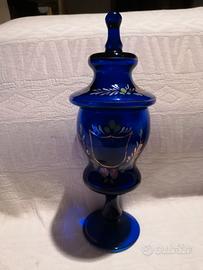 vaso vintage vetro/cristallo veneziano blu 