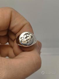 Anello argento iniziali RP simbolo medicina