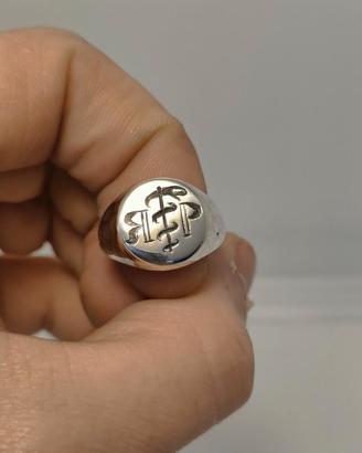 Anello argento iniziali RP simbolo medicina