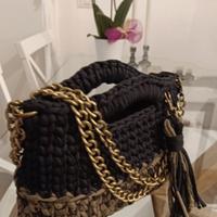 Borsa nuova uncinetto nero e mimetico 