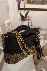 Borsa nuova uncinetto nero e mimetico 