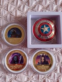 Monete Guardiani Galassia e scudo Capitan America