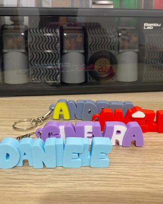 Portachiavi con Nome Personalizzato in 3D