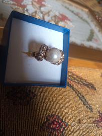 Anello donna  vintage perla e strass