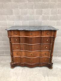 Imponente cassettone '800 in noce 5 cassetti