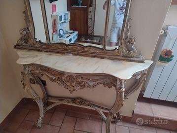 Specchiera Stile Liberty legno e marmo SOLO RITIRO