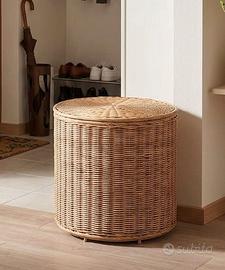 pouf contenitore in rattan