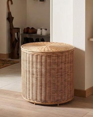 pouf contenitore in rattan
