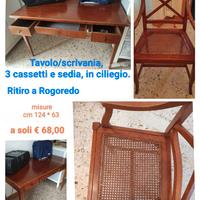 Scrivania con poltrona in legno