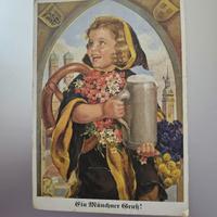 Cartolina vintage  viaggiata BAMBINA CON BOCCALE