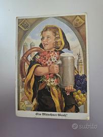 Cartolina vintage  viaggiata BAMBINA CON BOCCALE