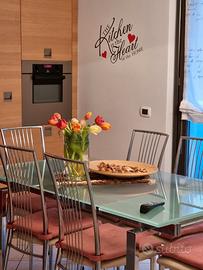 Tavolo vetro/acciaio allungabile+6 sedie