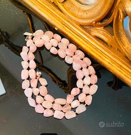 Collana di quarzo rosa pregiato