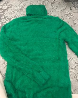 Maglione Dolcevita "Peloso" Verde Smeraldo