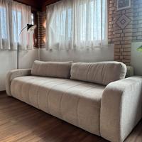 Divano letto 3 posti tessuto beige