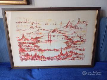 Quadro vintage, litografia artista Max GÜNTHER
