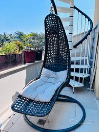 Dondolo Poltrona relax  da esterno in rattan