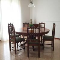 Tavolo rotondo Noce + 6 sedie