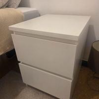 Comodino MALM con due cassetti colore bianco